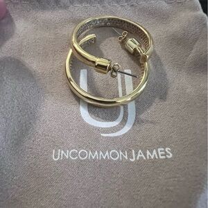 Gold Hoop Earrings with silver rhinestones